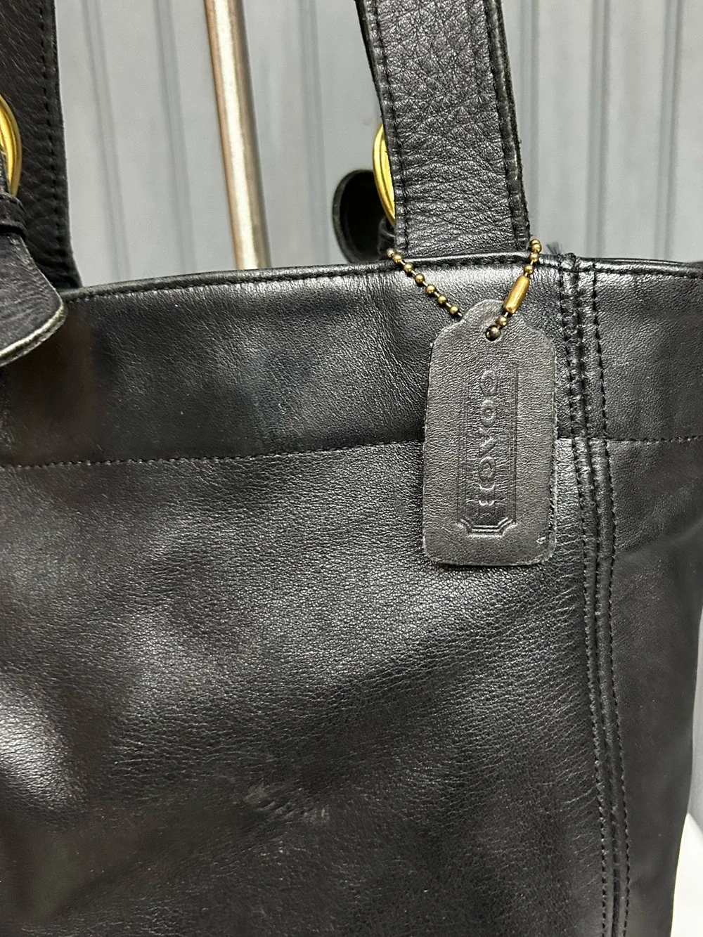 Vintage Coach Buckle Bag 4157 Black Glove Tanned Leather Tote Shoulder Bag USA